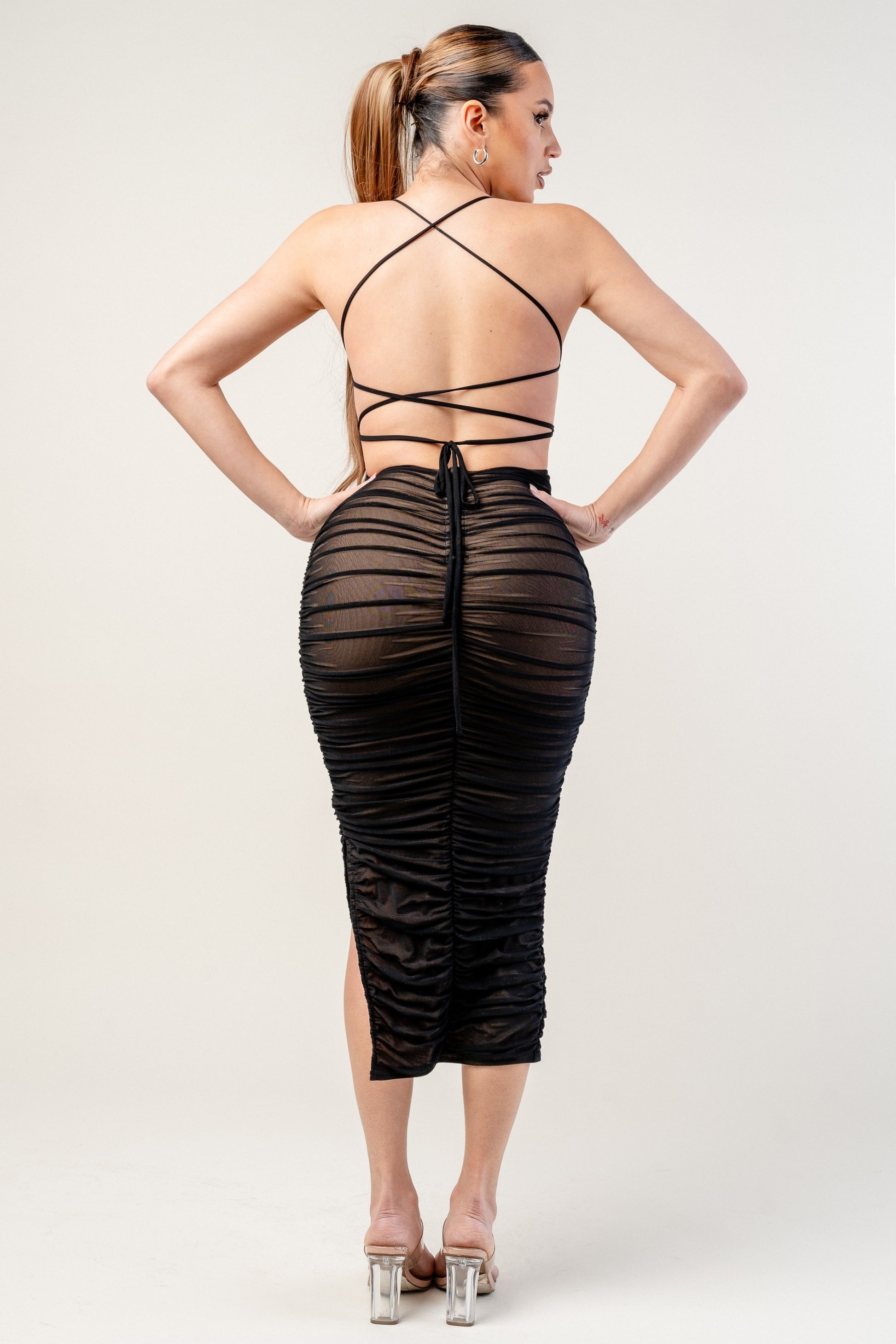 drawstring ruched backless dress WUSENST Women's Spaghetti Strap Satin Dress Sexy Backless Drawstring Ruched Split Hem Cocktail Evening Party at Amazon Women's Clothing store