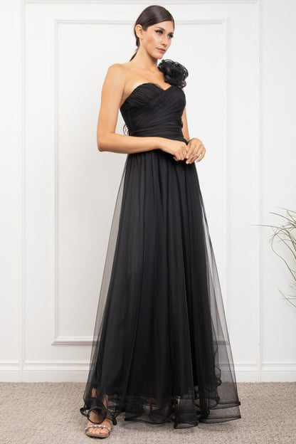 One Shoulder Mech Dress W/ Back Lacing