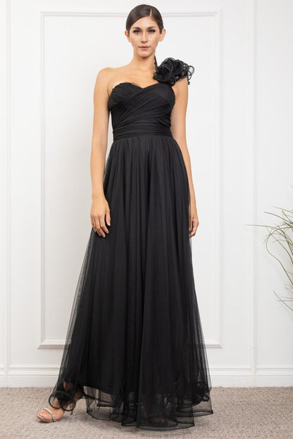 One Shoulder Mech Dress W/ Back Lacing