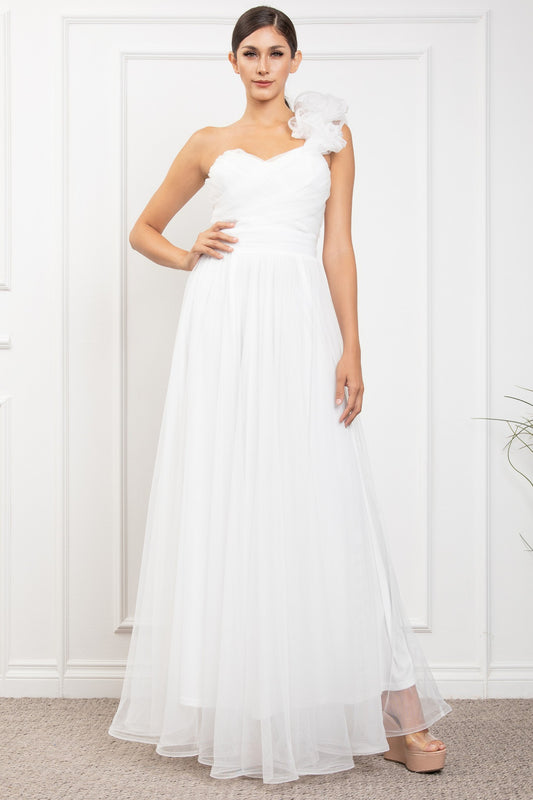 One Shoulder Mech Dress W/ Back Lacing