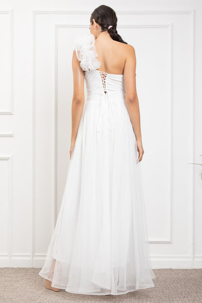 One Shoulder Mech Dress W/ Back Lacing