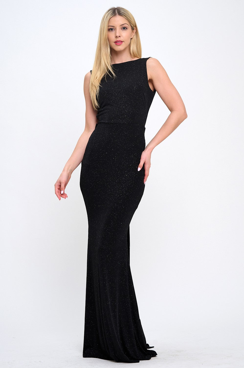 Back Bow Train Mermaid Maxi Dress