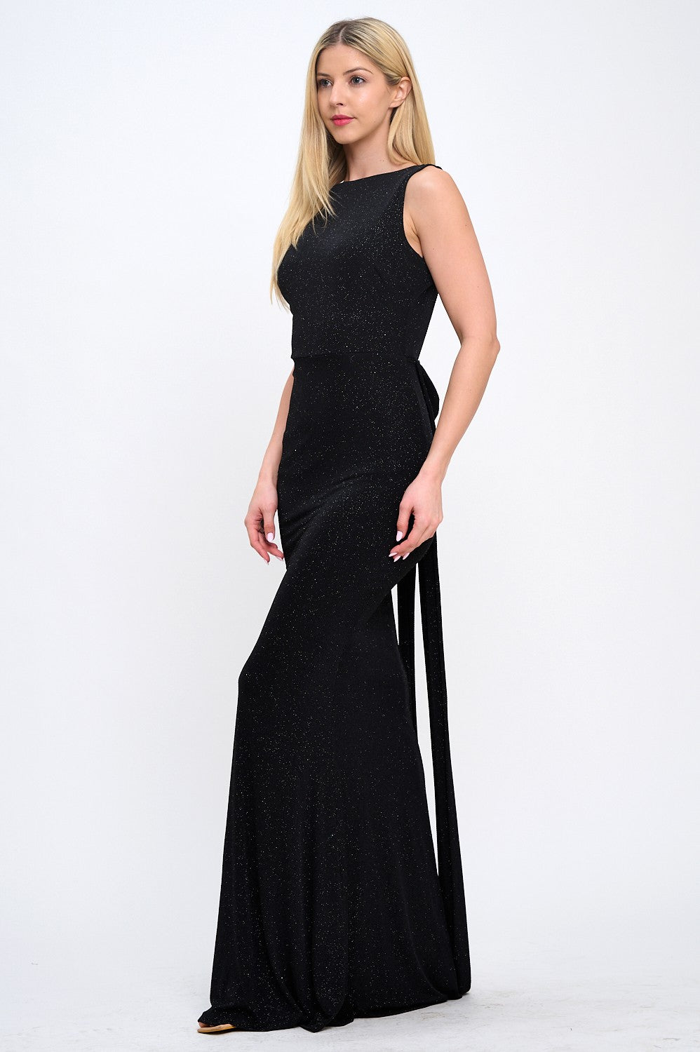 Back Bow Train Mermaid Maxi Dress