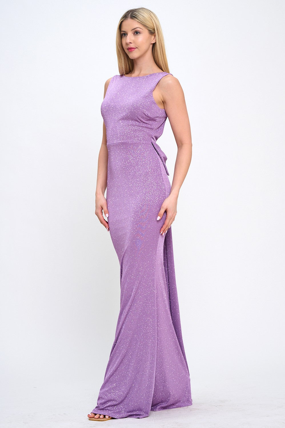 Back Bow Train Mermaid Maxi Dress