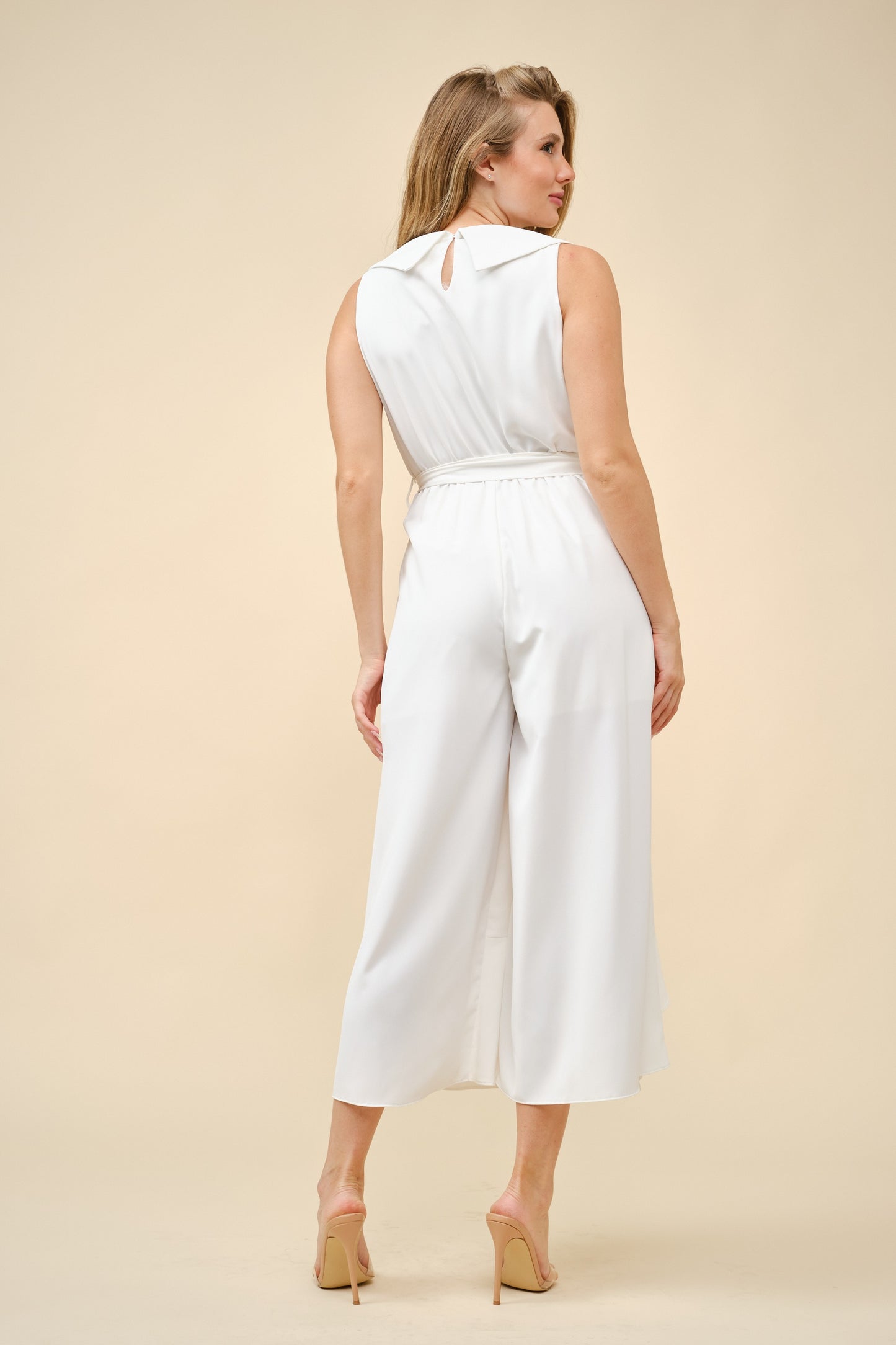 RUFFLED TIE-WAISTT JUMPSUIT