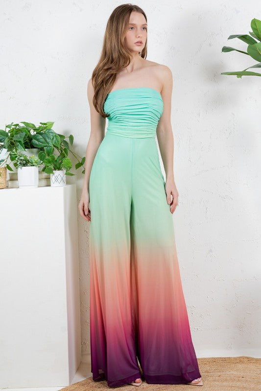 OFF SHOULDER OMBRE JUMPSUIT