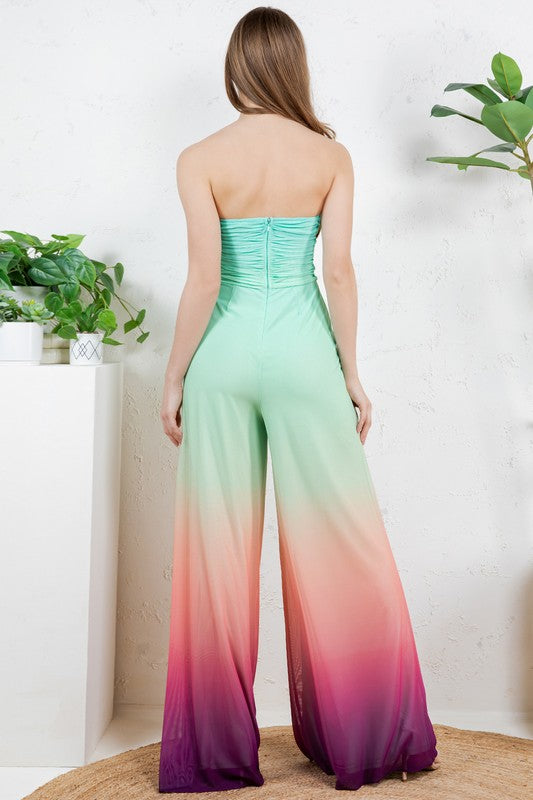 OFF SHOULDER OMBRE JUMPSUIT