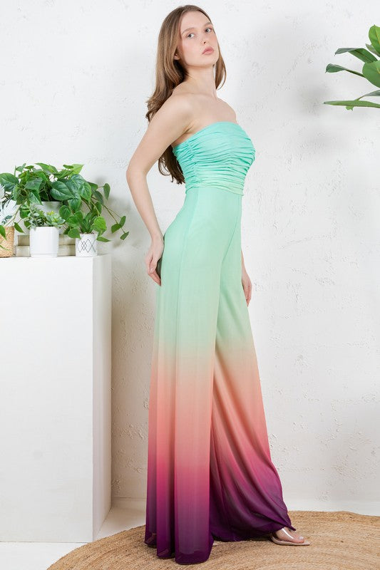 OFF SHOULDER OMBRE JUMPSUIT
