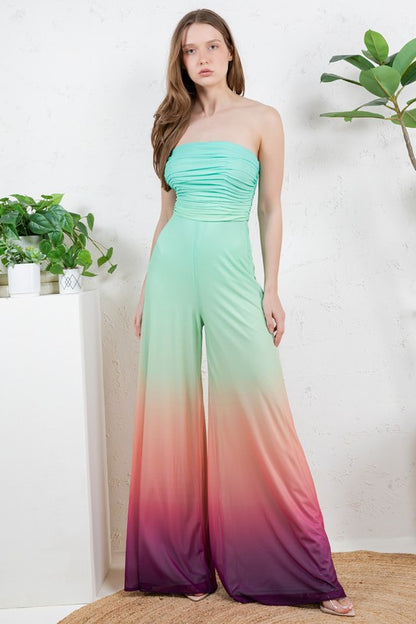OFF SHOULDER OMBRE JUMPSUIT