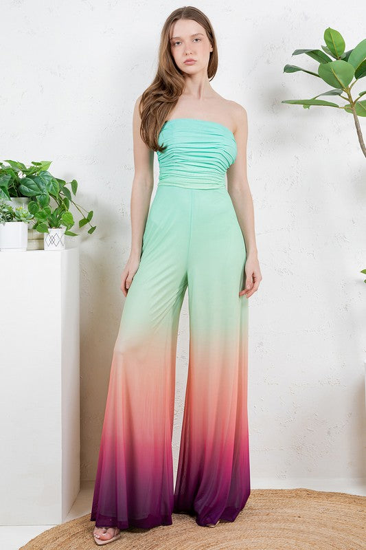 OFF SHOULDER OMBRE JUMPSUIT