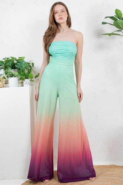OFF SHOULDER OMBRE JUMPSUIT