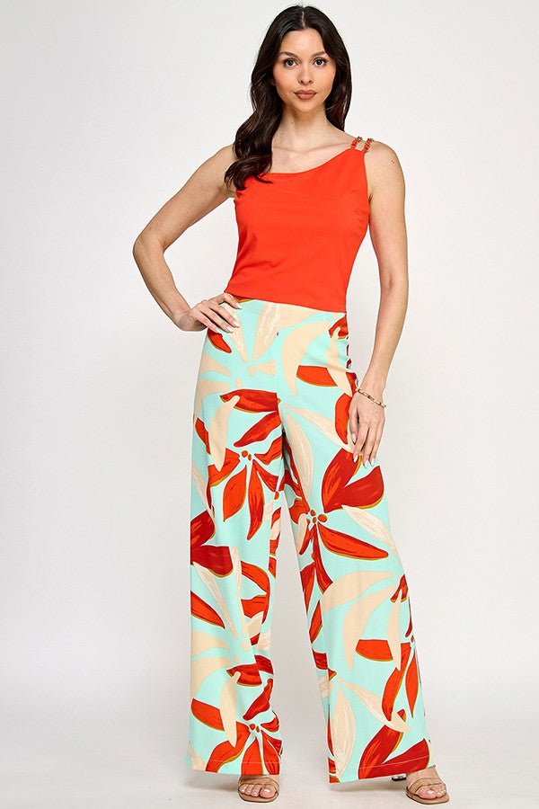Printed Wide Leg Pant