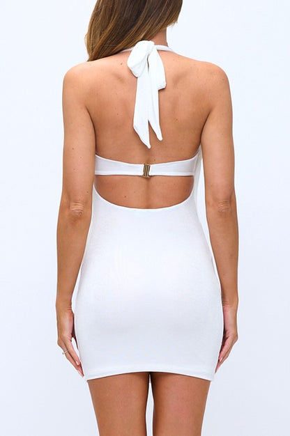 Halter O-ring Bodycon Mini Dress