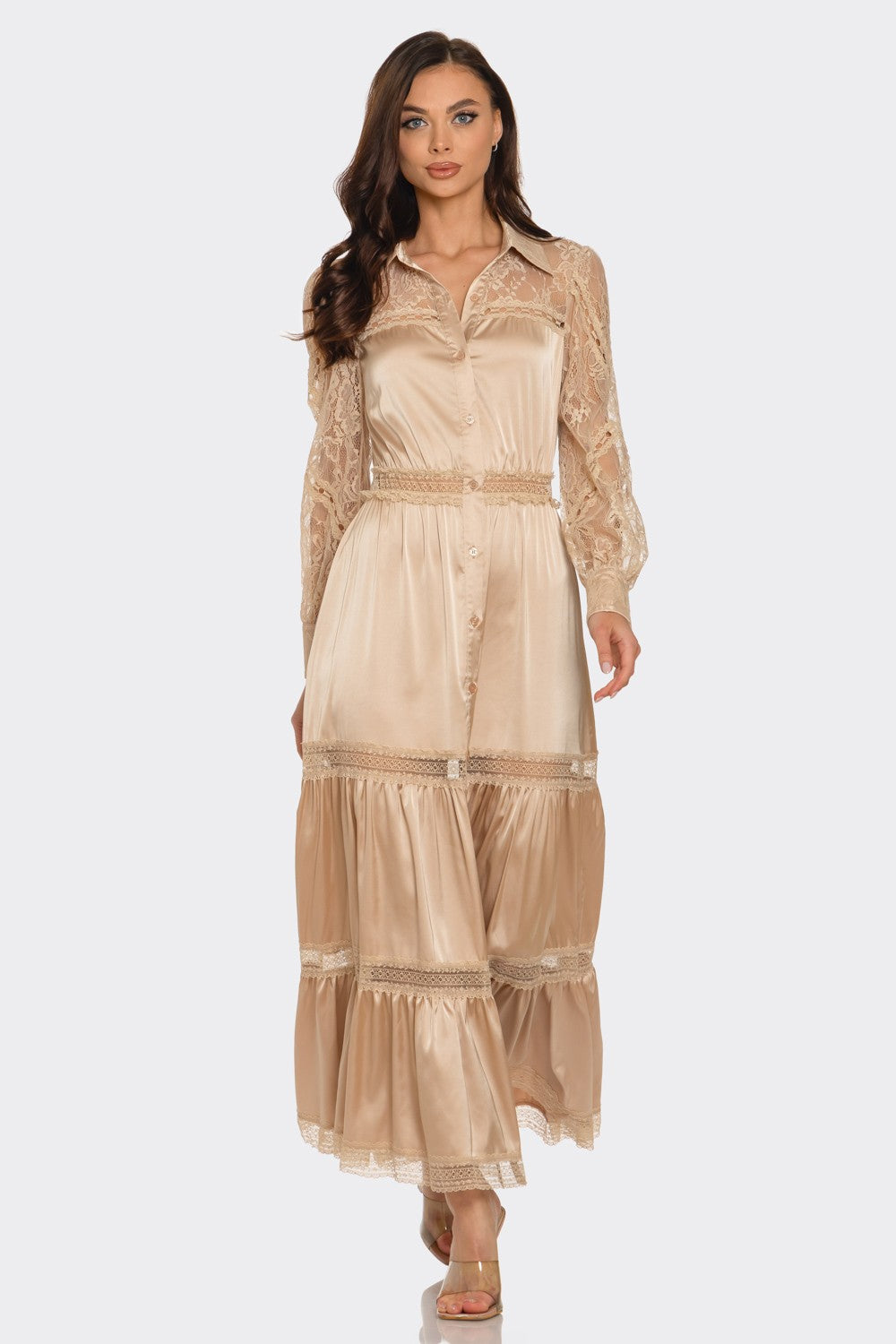 Lace Trimmed Maxi Dress