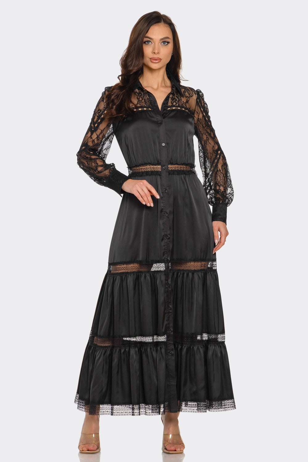 Lace Trimmed Maxi Dress