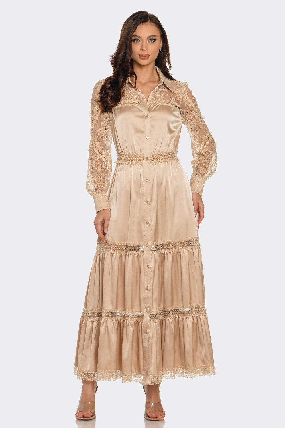 Lace Trimmed Maxi Dress