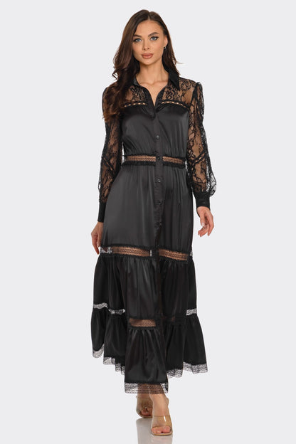 Lace Trimmed Maxi Dress