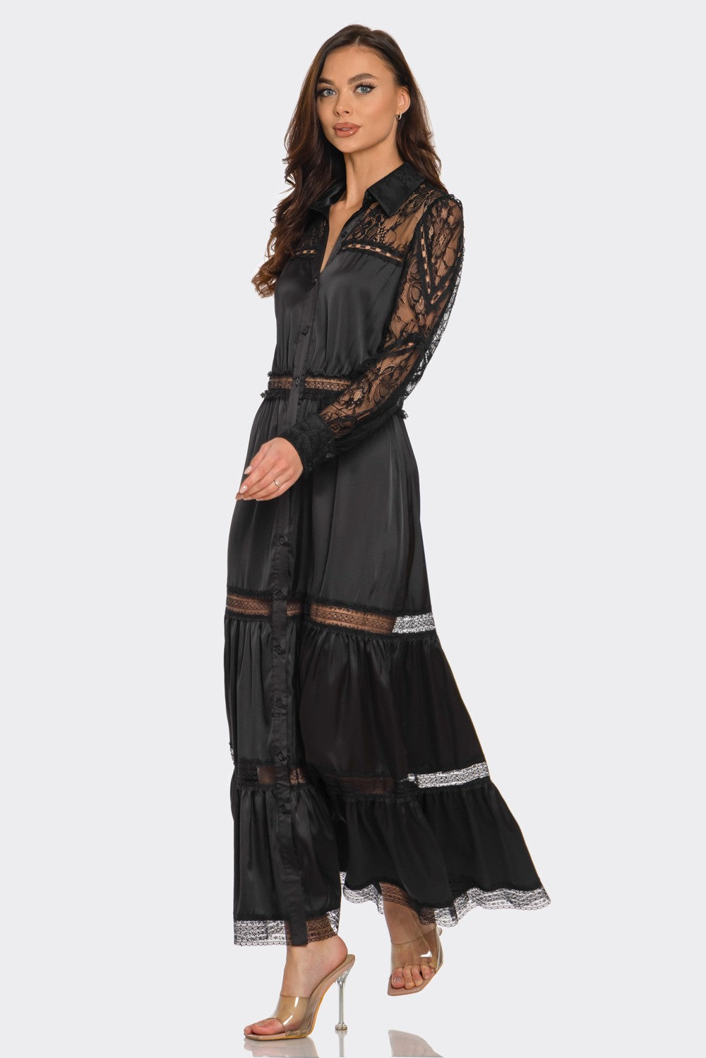 Lace Trimmed Maxi Dress