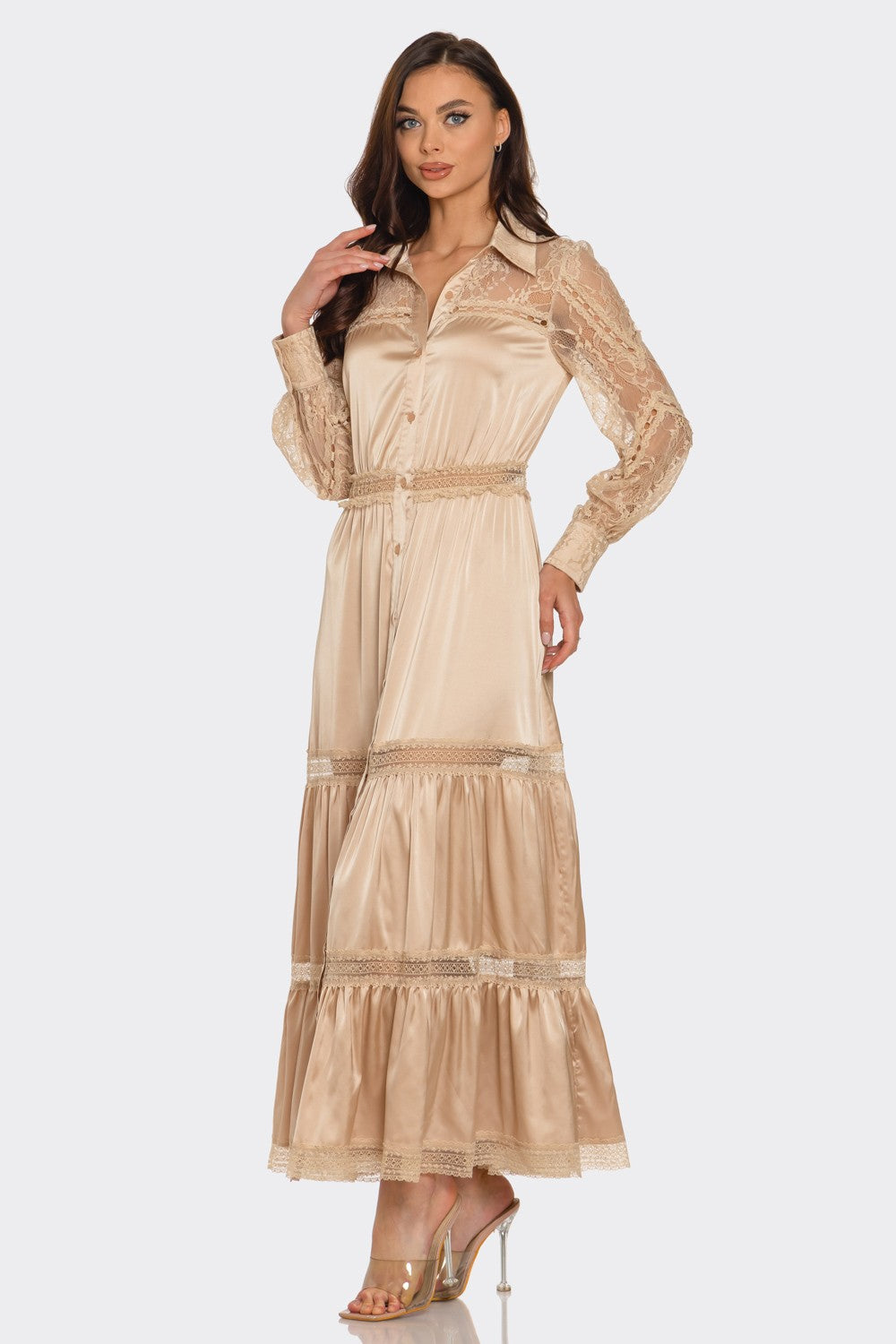 Lace Trimmed Maxi Dress