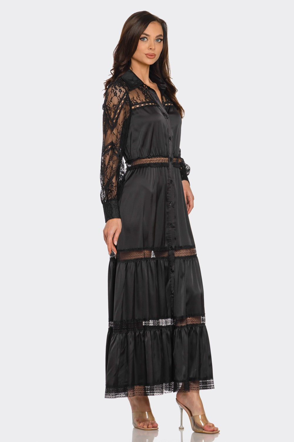 Lace Trimmed Maxi Dress