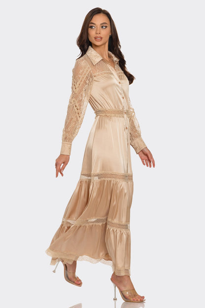 Lace Trimmed Maxi Dress
