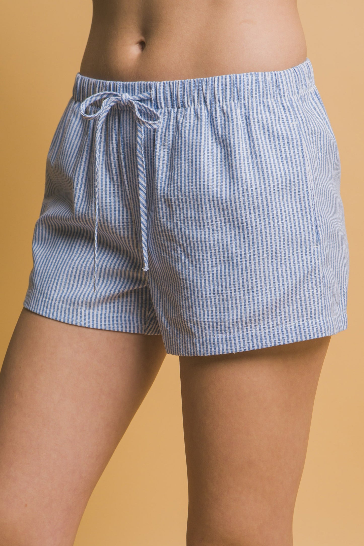 Low- Rise Stripe Linen Shorts
