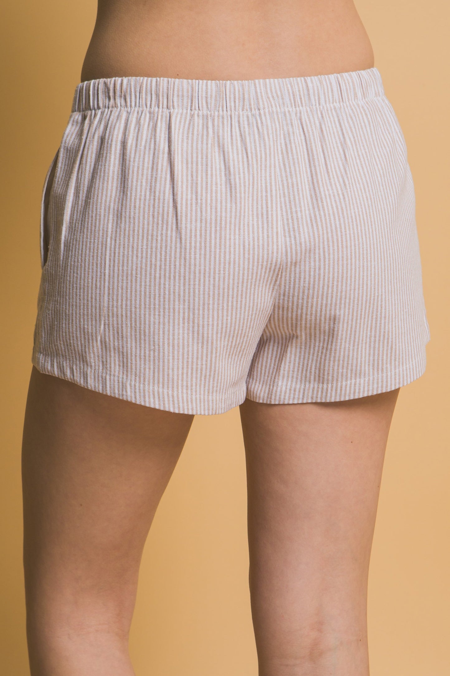 Low- Rise Stripe Linen Shorts