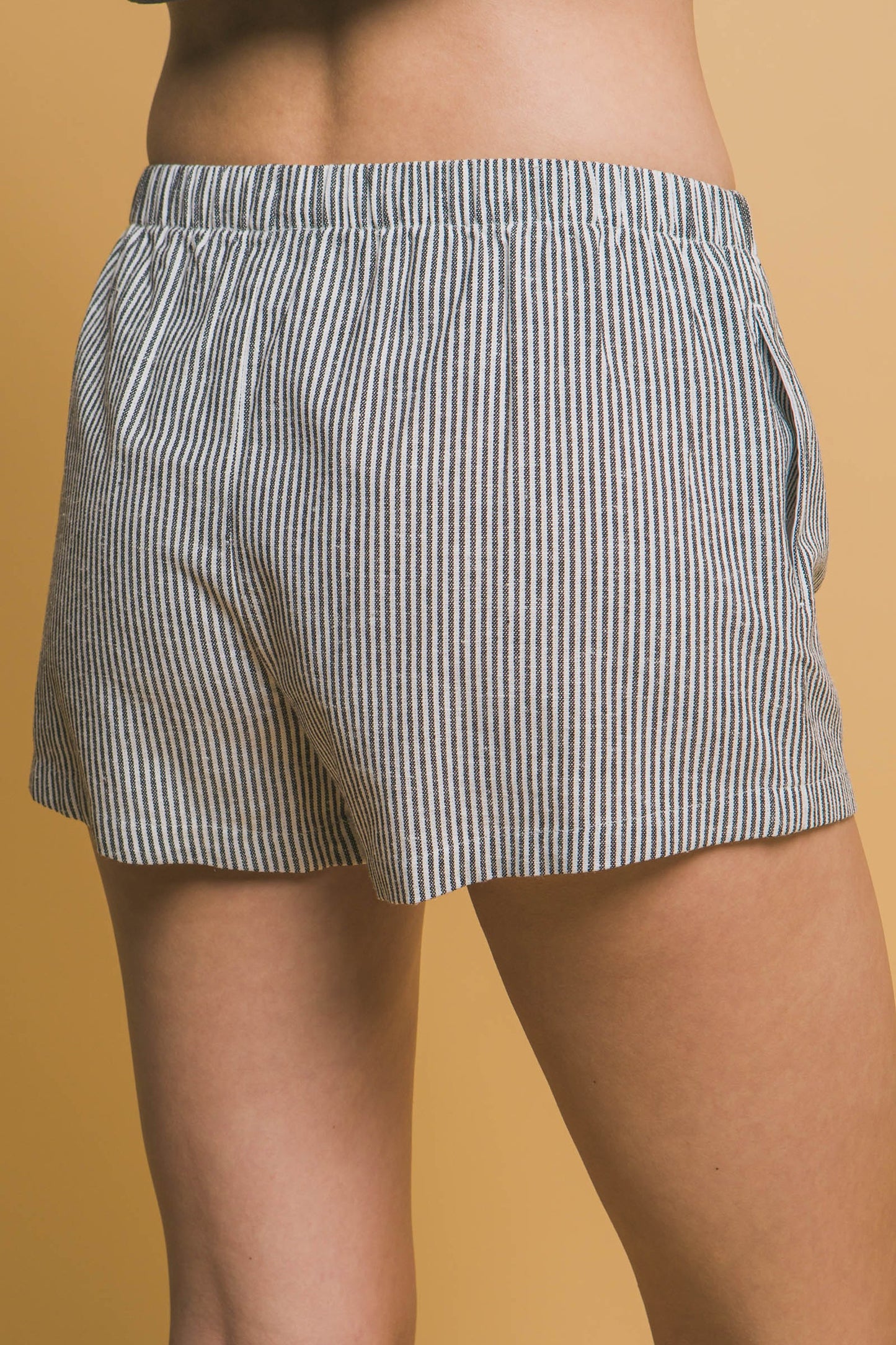Low- Rise Stripe Linen Shorts