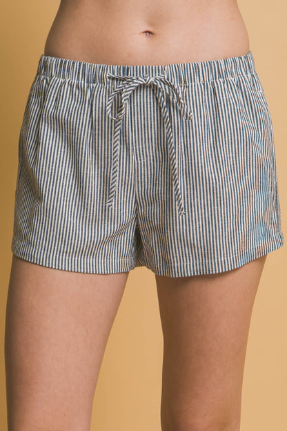 Low- Rise Stripe Linen Shorts