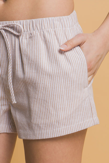 Low- Rise Stripe Linen Shorts
