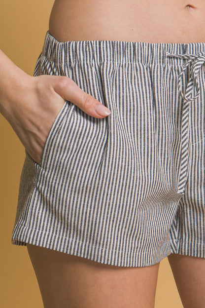 Low- Rise Stripe Linen Shorts