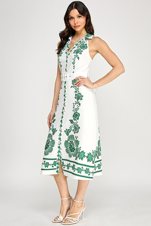 Printed Button Down Halter Dress Bella Chica Printed Button Down Halter Dress Bella Chica