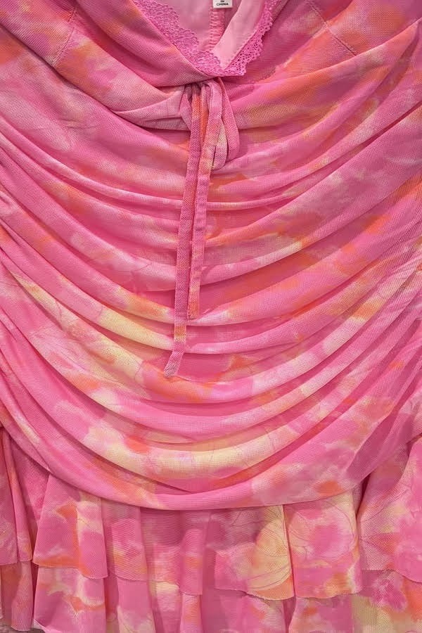 Asymmetrical Ruffle Hem Mini Dress