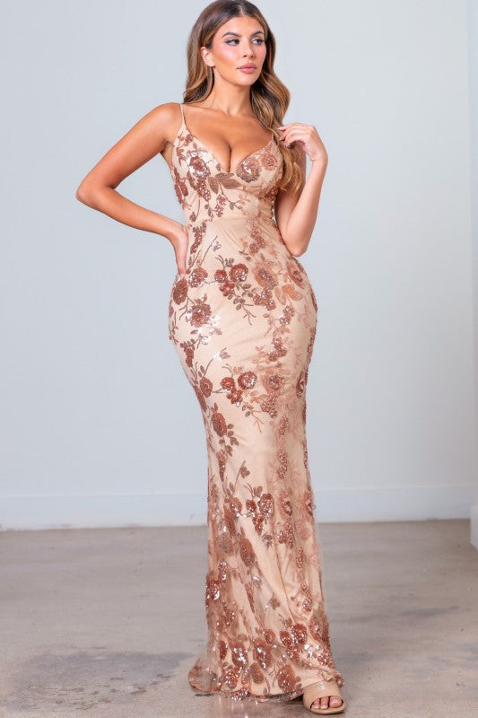 SEQUIN MAXI COCKTAIL DRESS