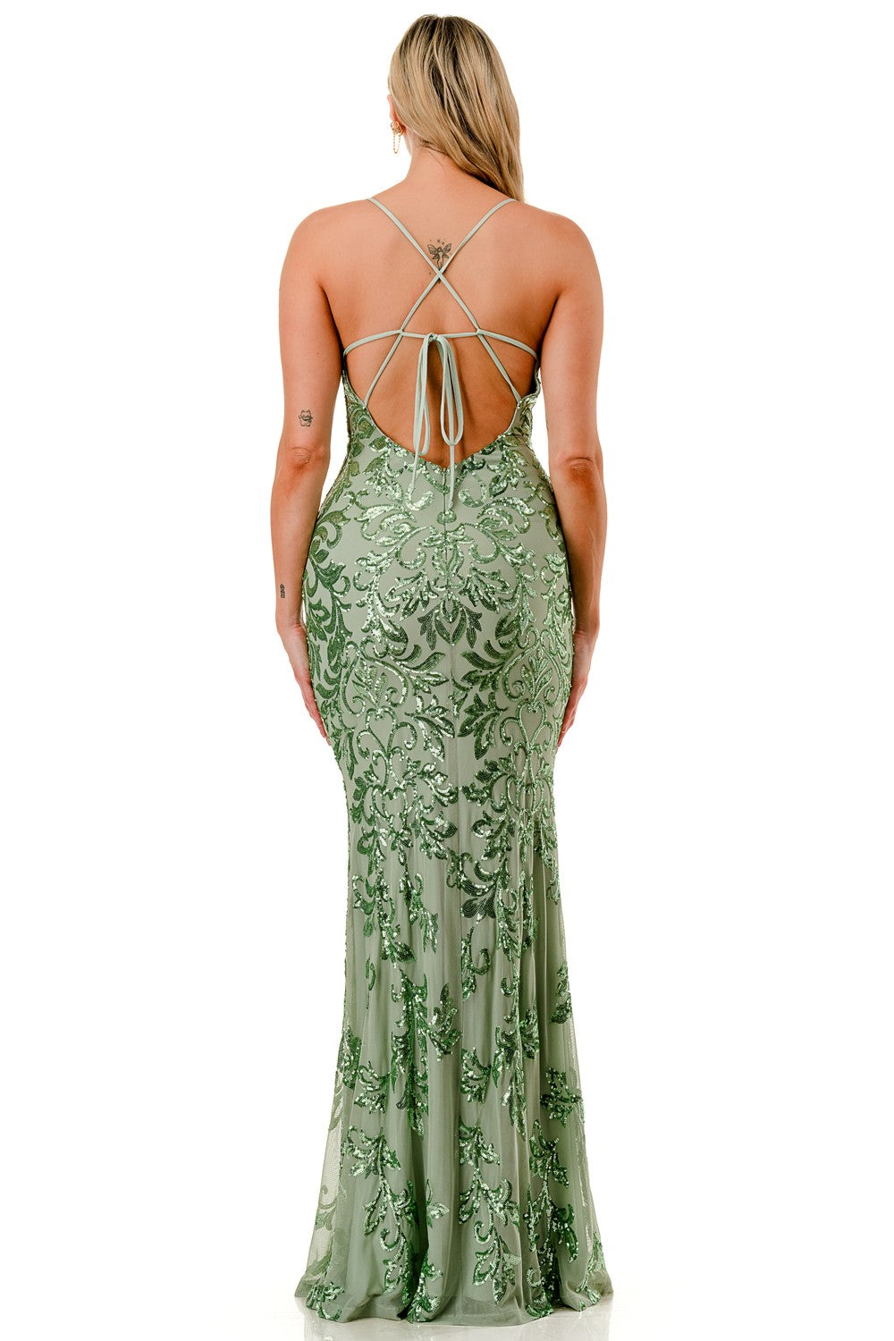 Sequin Embellished Criss Cross Maxi Dress