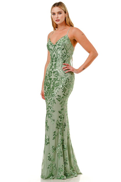 Sequin Embellished Criss Cross Maxi Dress