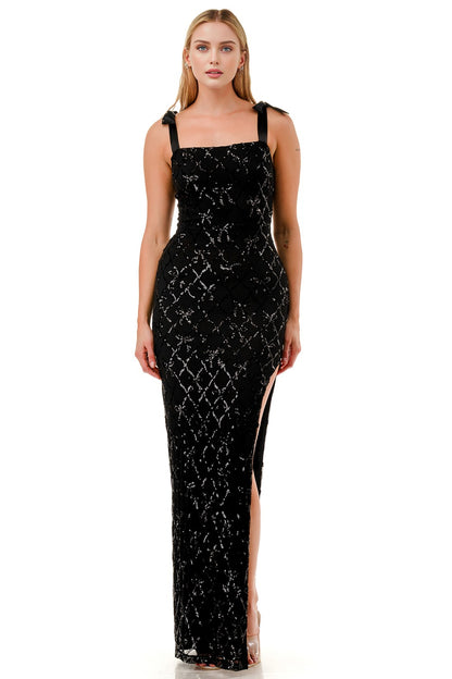 Sequin Ribbon Embellished Maxi Dress
