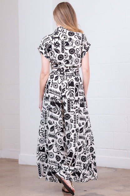 Mix Print Top And Pants Set