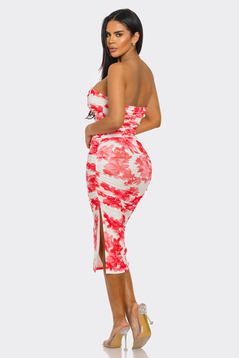 Celestia Strapless Printed Midi Dress