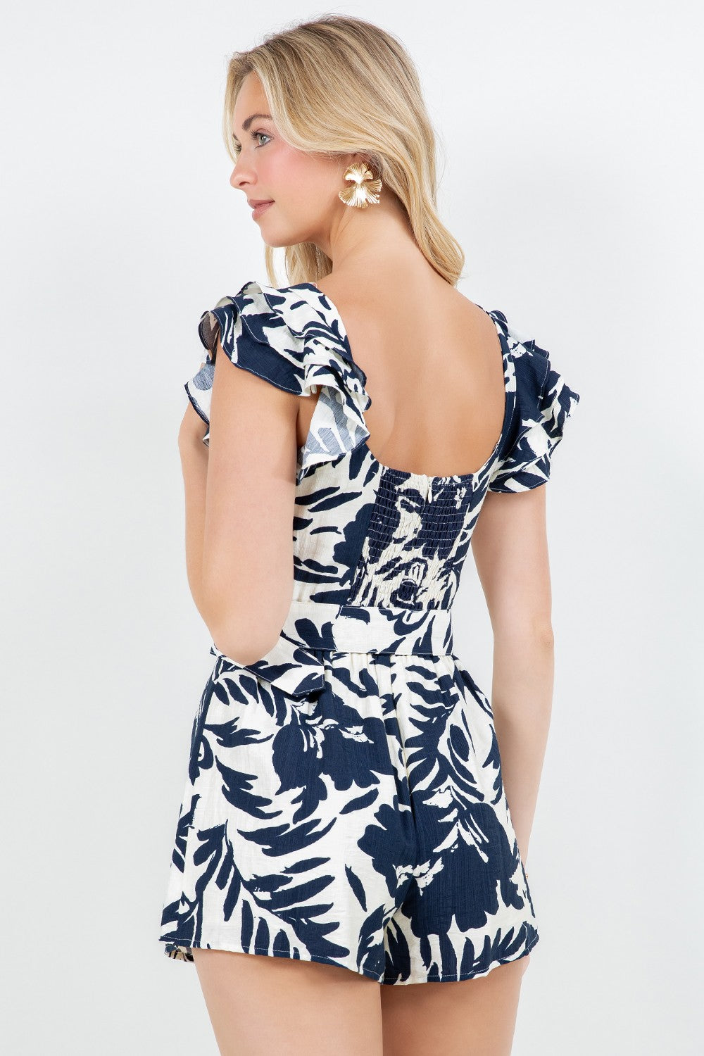 Sweet Hearted Ruffle Sleeveless Belted Romper