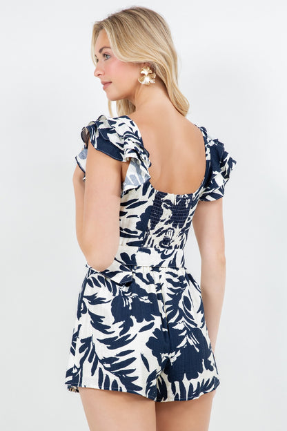 Sweet Hearted Ruffle Sleeveless Belted Romper