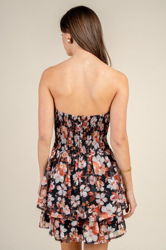 FRONT BOW DETAILED STRAPLESS MINI DRESS
