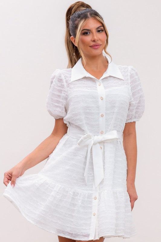 SIDE POCKED LACE MINI DRESS