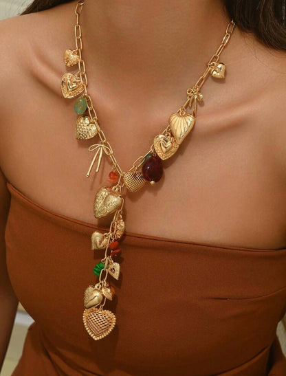 GOLD HEARTS PENDANT Y LONG NECKLACE