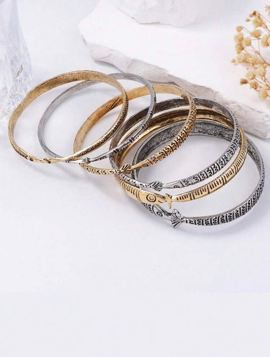 MULTI LAYER STACKED FISH SHAPED BRACELETS