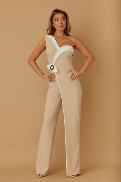 UNEVEN HALF SHOULDER STRAP JUMPSUIT