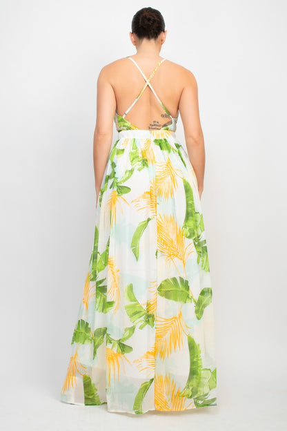 Low Cut Back Maxi Floral Dress