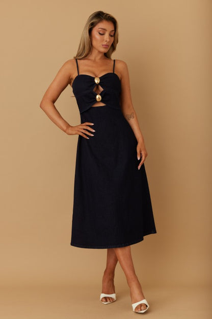 DENIM MEDI CASUAL DRESS