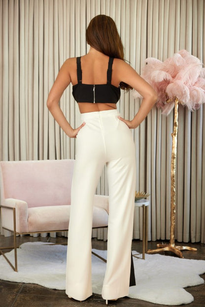 X RIBBON OPEN JUMPSUIT