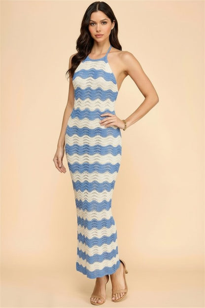 HALTER TIE BACK MAXI DRESS